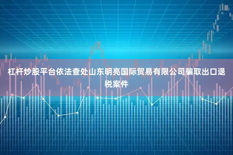 杠杆炒股平台依法查处山东明亮国际贸易有限公司骗取出口退税案件